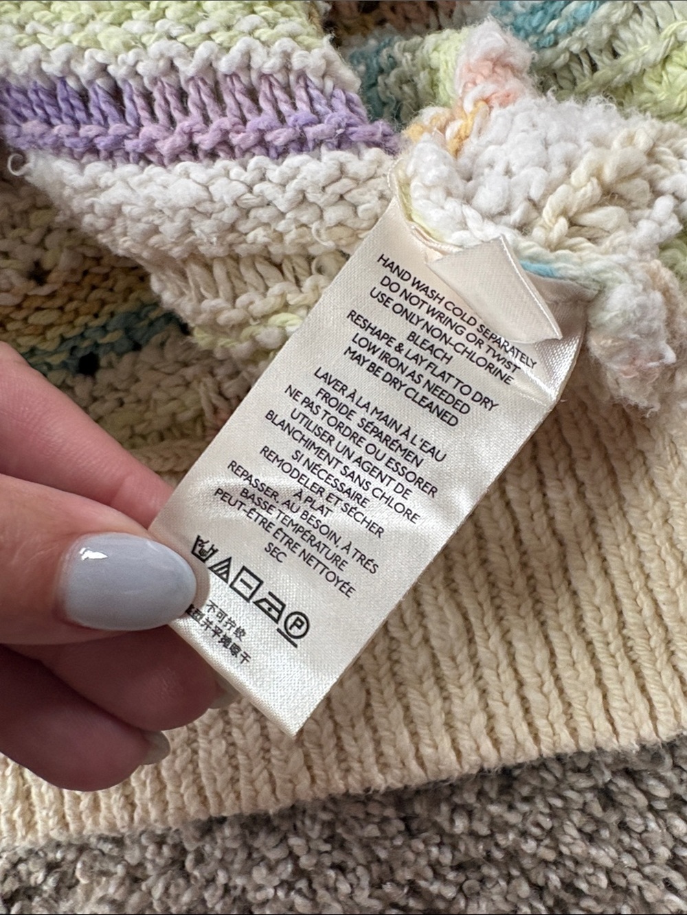 🤩 rare! 🤩 free People Crochet-Style Pastel Hooded Sweater with Peace Motif - Picture 13 of 15